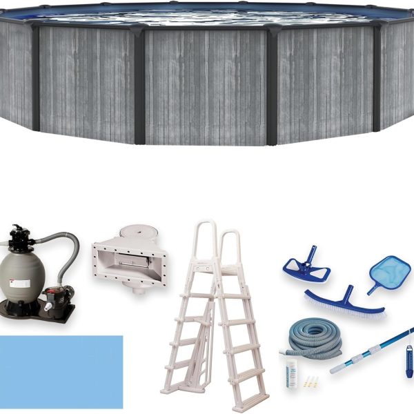 Blue Wave San Pedro 24-ft Round 52-in Deep 6-in Top Rail Above Ground Steel Wall Swimming Pool - Image 1