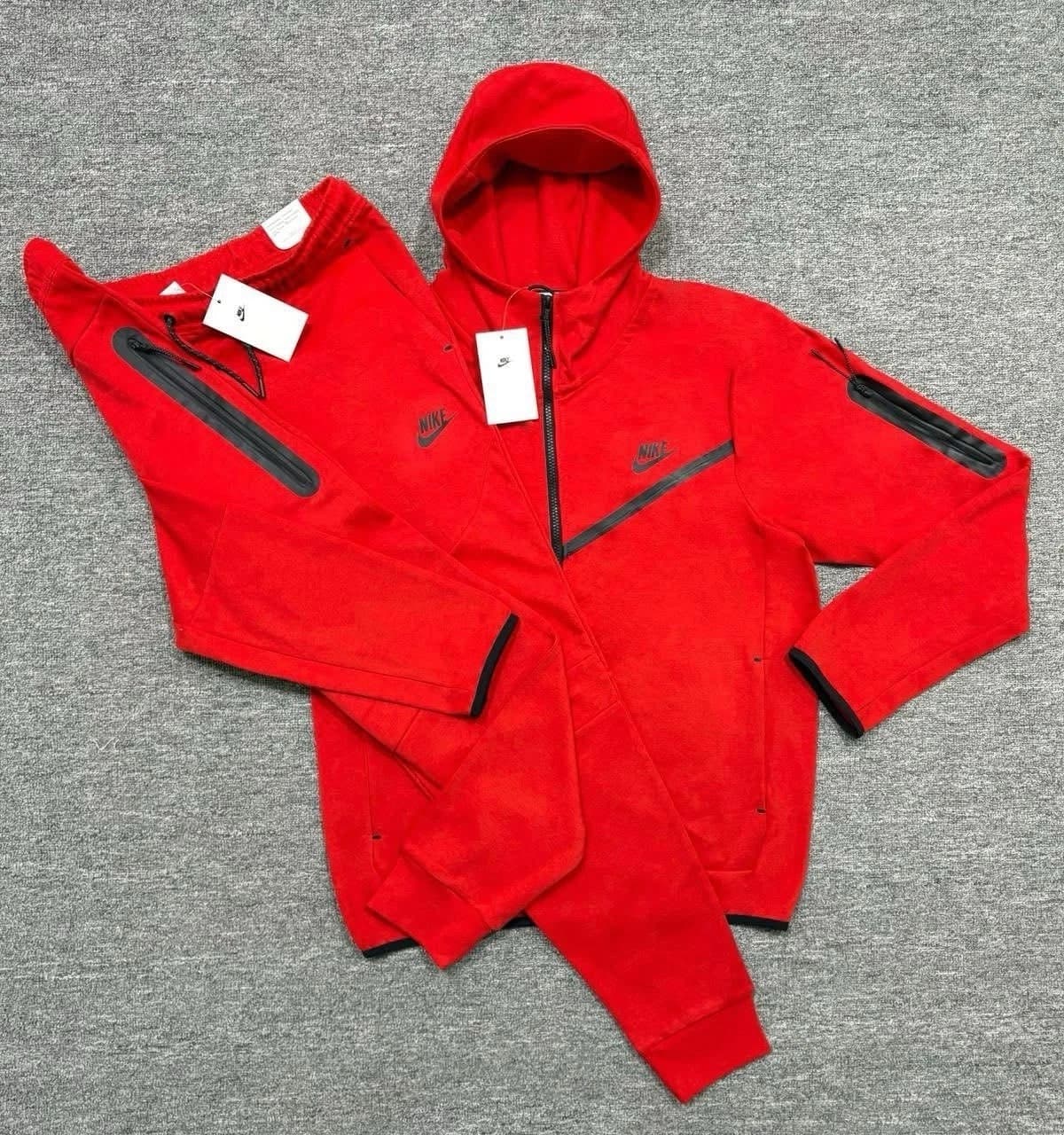2XL | Red Nike Tech Fleece Men’s Tracksuit Set — Hoodie + Joggers - Image 1