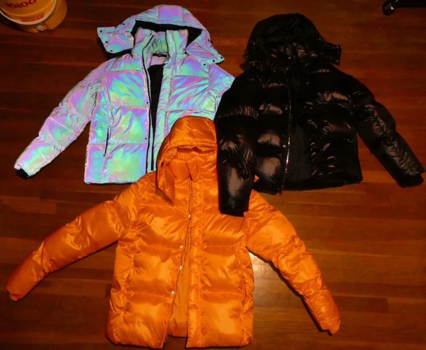 3 Mens Large Jordan Craig Puffer Jackets Iridescent Coats Black Orange - Image 1