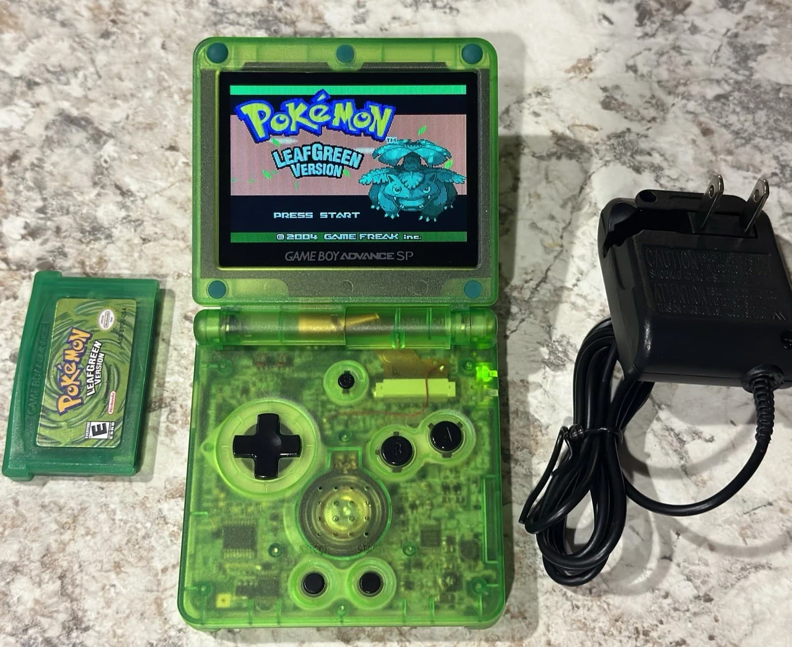 Nintendo Game Boy Advance SP – IPS V5 Touch Screen – Jungle Green w/ Game - Image 1