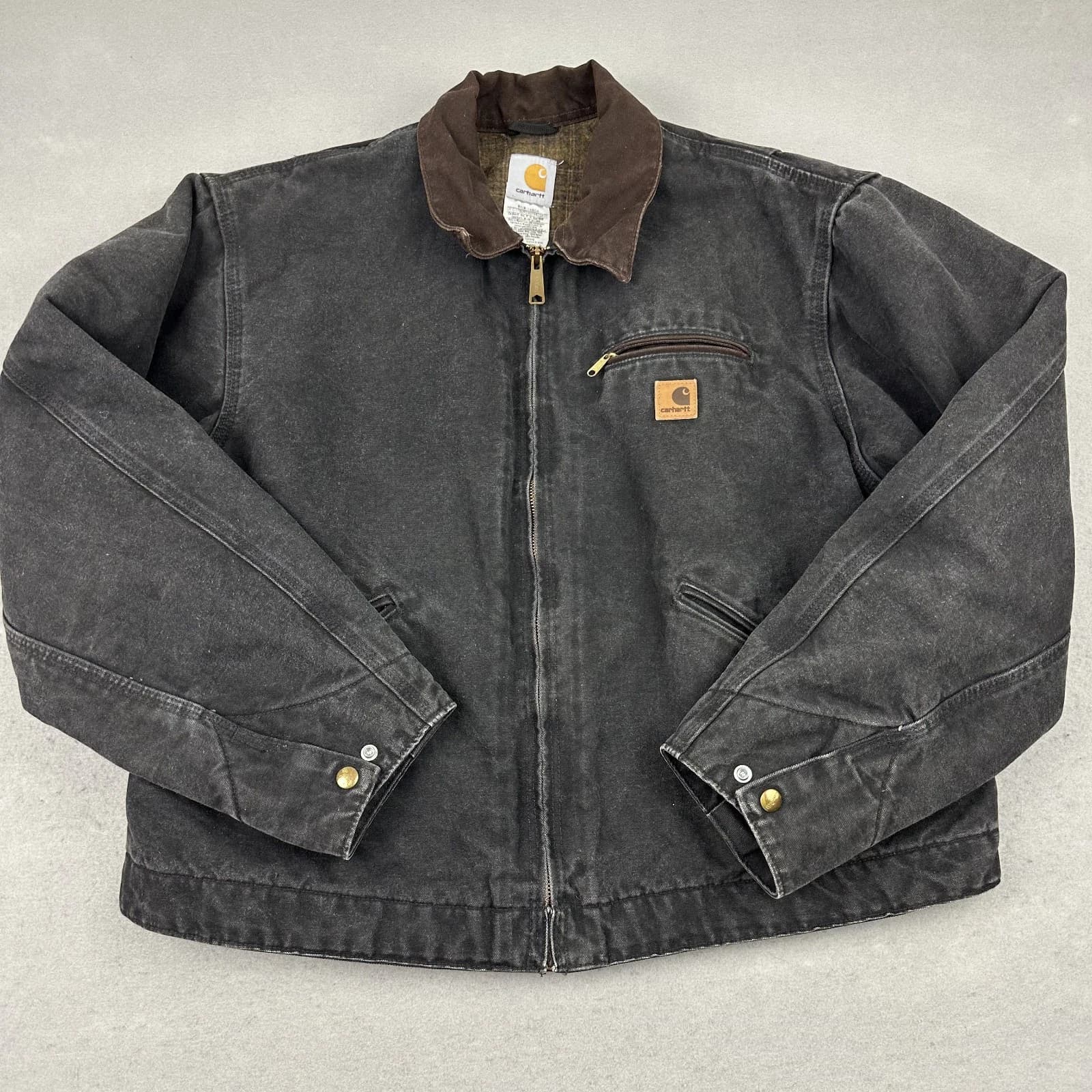 Vintage Carhartt Detroit Jacket Men XL Black Blanket Lined Workwear J97BLK 90s - Image 1