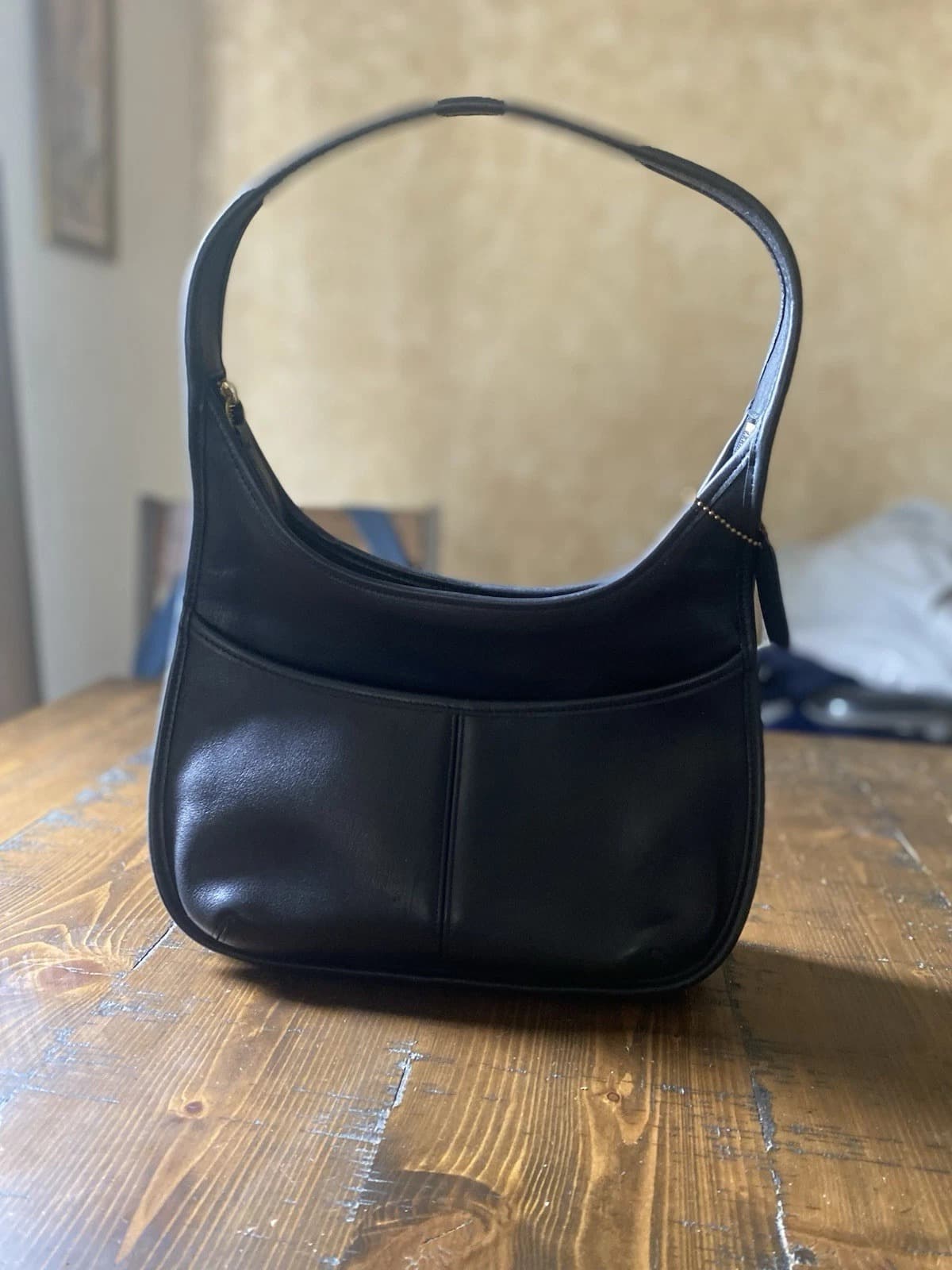 Vintage Coach Ergo 9033 Black Leather Shoulder Bag, VGUC - Image 1